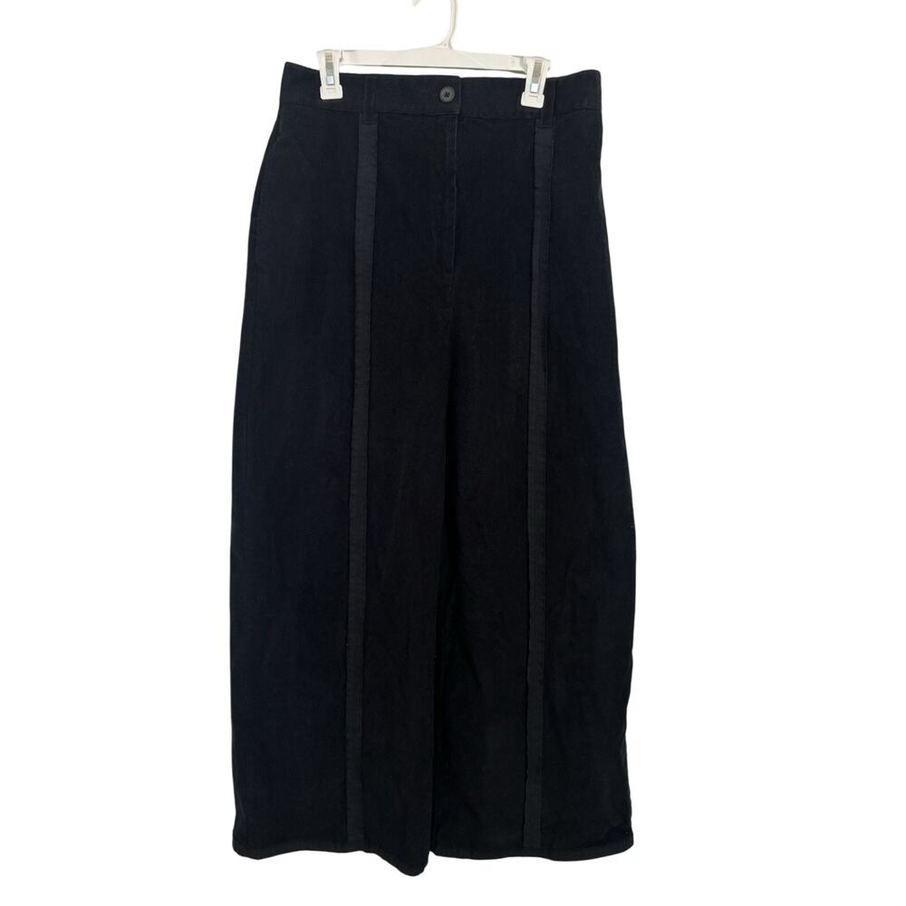 Black Velvet Corduroy Wide Leg Pants Size XL Stretch Deconstructed Grunge Emo